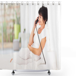 Personality  Woman Talking On Landline Phone Shower Curtains