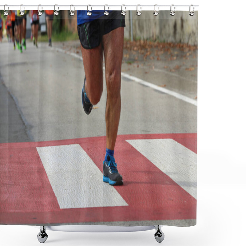 Personality  Pedestrian Crossing With A Runner Who Runs Fast During The Sport Shower Curtains