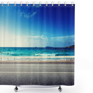 Personality  Road And Sea In Sunset Time Shower Curtains