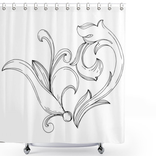 Personality  Vector Baroque Monogram Floral Ornament. Black And White Engraved Ink Art. Isolated Monogram Illustration Element. Shower Curtains