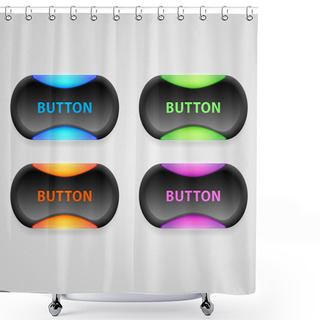 Personality  Set Of Colorful 3d Buttons. Vector Illustration. Shower Curtains