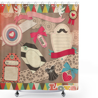 Personality  Set Of Scrap Booking Beautiful Love Symbols Shower Curtains
