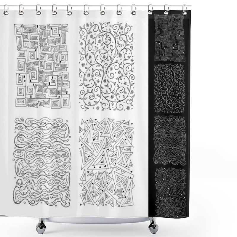 Personality  Linear black&white ornaments shower curtains