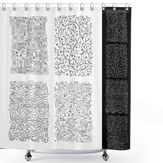 Personality  Linear Black&white Ornaments Shower Curtains