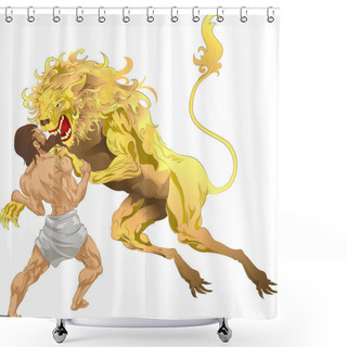 Personality  Hercules And The Lion Shower Curtains