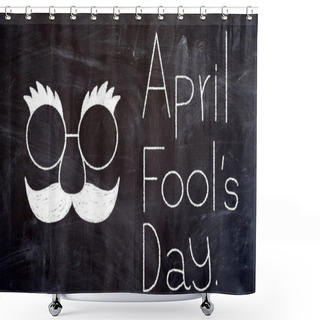 Personality  Funny Disguise Mask In Chalk Drawing Style On Blackboard, Suitable For April Fool Day, Shower Curtains