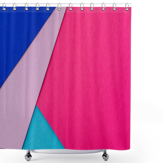 Personality  Abstract Geometric Background With Pink, Blue And Violet Paper, Panoramic Shot Shower Curtains