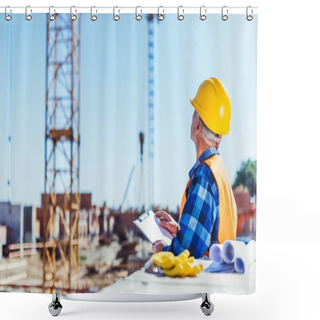 Personality  Construction Worker Writing On Clipboard Shower Curtains