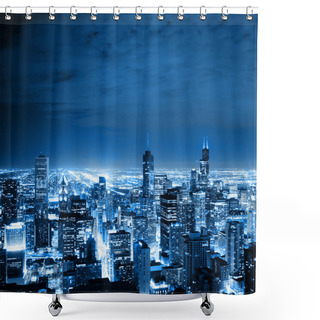 Personality  Aerial View Of Chicago Shower Curtains