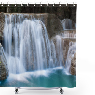 Personality  Waterfalls Cascading Off Small Cliffs Shower Curtains
