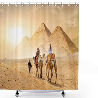Personality  Caravan And The Pyramids Shower Curtains