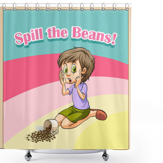 Personality  Woman Whispering Beside Scattered	 Beans			 Shower Curtains