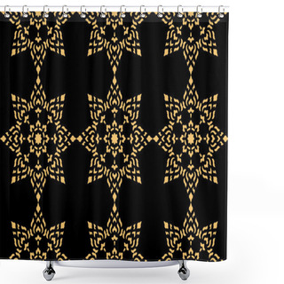 Personality  Golden Thai Style Pattern Shower Curtains