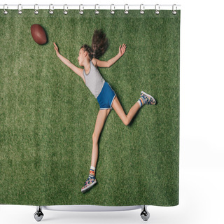 Personality  Girl With Rugby Ball Shower Curtains