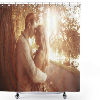 Personality  Couple In Park Shower Curtains