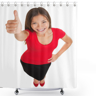 Personality  Happy Woman Giving A Thumbs Up Gesture Shower Curtains