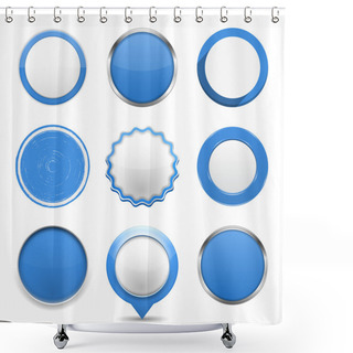 Personality  Blue Round Buttons Shower Curtains