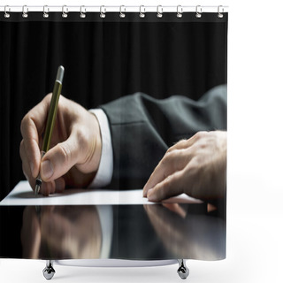 Personality  Businessman Writing A Letter Or Signing Shower Curtains