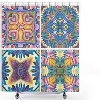 Personality  American Tribal Art, Stained Glass Like, Seamless Shower Curtains