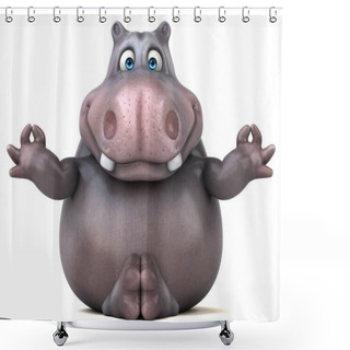 Personality  Funny  Hippo Doing Yoga  Shower Curtains