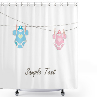 Personality  Baby Card Hanging Baby Baby Clothing Icons Vector Shower Curtains
