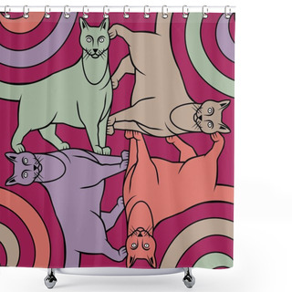 Personality  Seamless Cat Pattern Shower Curtains