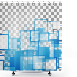 Personality  Vector Blue Squares. Abstract Background. Shower Curtains