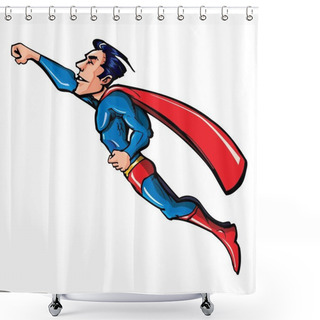 Personality  Cartoon Flying Superhero Illustration Shower Curtains