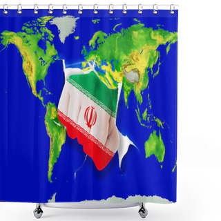 Personality  Fist In Color National Flag Of Iran Punching World Map Shower Curtains