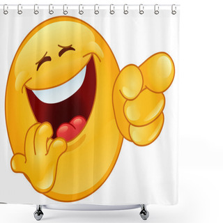 Personality  Laughing And Pointing Emoticon Shower Curtains