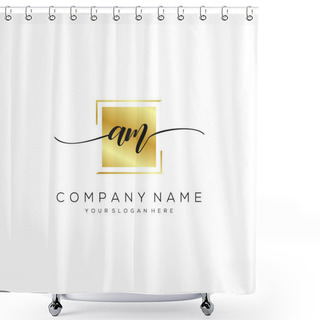 Personality  AM Initial Letter Handwriting Logo Hand Drawn Template Vector. Shower Curtains