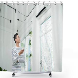 Personality  Man Turning Air Condition Shower Curtains