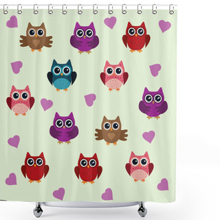 Personality  Vector Fun Owls Shower Curtains