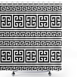 Personality  Retro Greek Key Pattern Seamless Vector Design - Inspired By Ancient Greece Vase Art Shower Curtains
