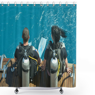 Personality  Two Scuba Divers Shower Curtains
