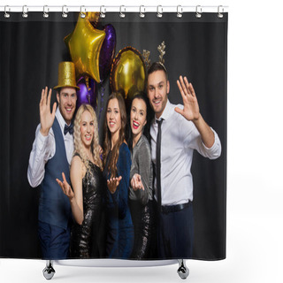 Personality  Friends At Christmas Or New Year Party Shower Curtains