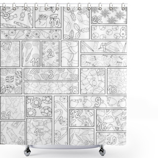 Personality  Christmas Coloring Book Advent Calendar With Different Patterns Shower Curtains