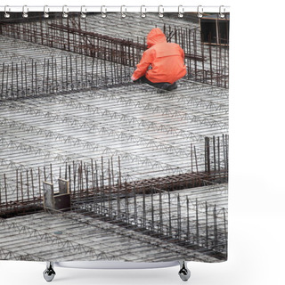 Personality  Worker In Construction Building Shower Curtains