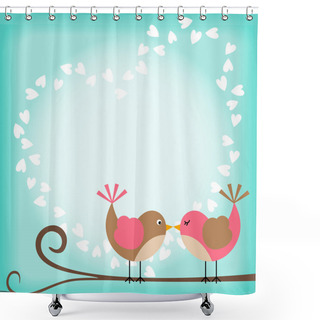 Personality  Couple Birds Scrapbook Layout With Heart Shower Curtains