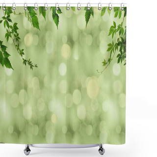 Personality  Green Foliage And Bokeh Shower Curtains