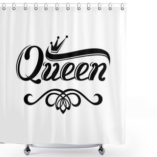 Personality  Black Logo With Royal Crown With Decorative Element And Lettering Isolated Over White Background. Shower Curtains