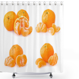 Personality  Set Of Ripe Tangerine With Slices Shower Curtains