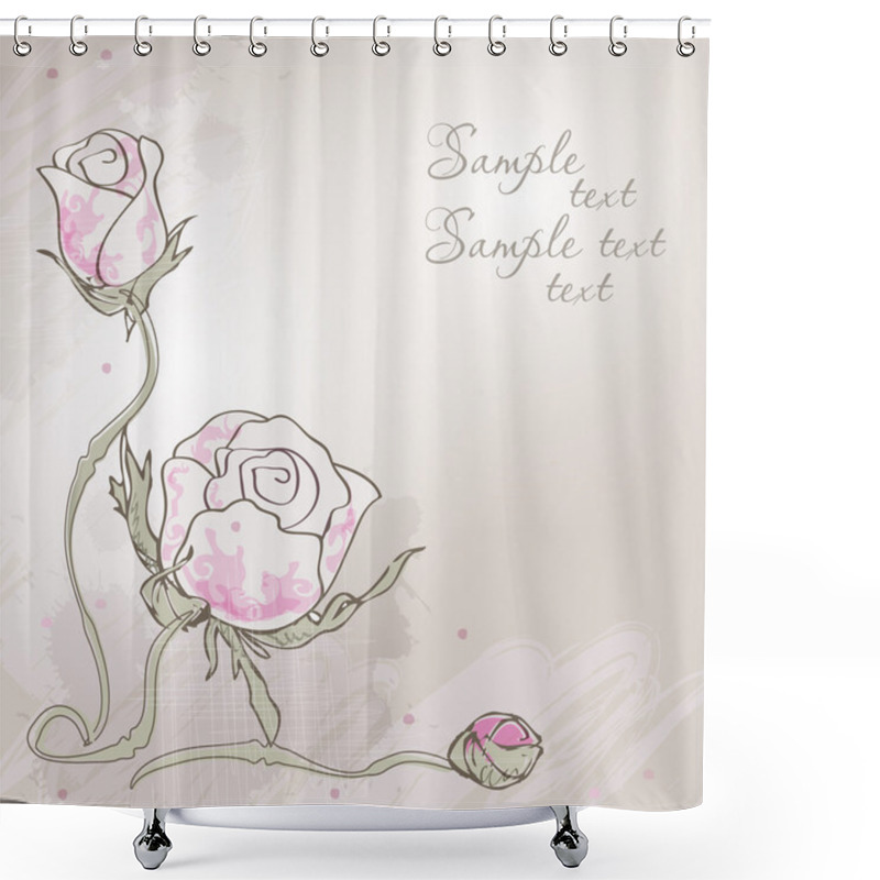 Personality  Vector card with hand drawn rose shower curtains