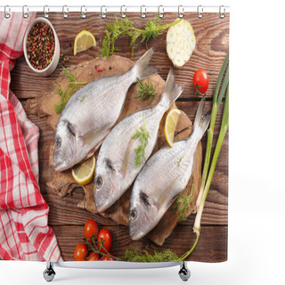 Personality  Raw Fish With Ingredients Shower Curtains