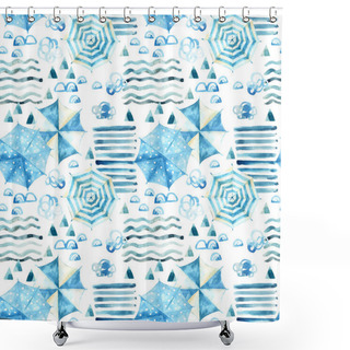 Personality  Stylized Summer Vacation Seamless Pattern Shower Curtains