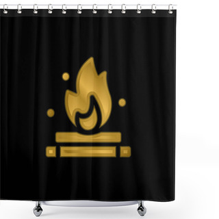 Personality  Bonfire Gold Plated Metalic Icon Or Logo Vector Shower Curtains