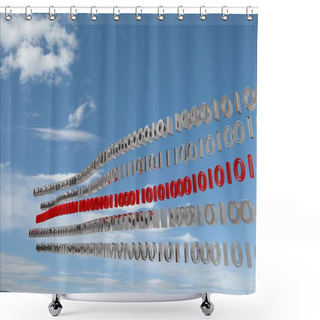 Personality  Wave Of Digital Data Bits Shower Curtains