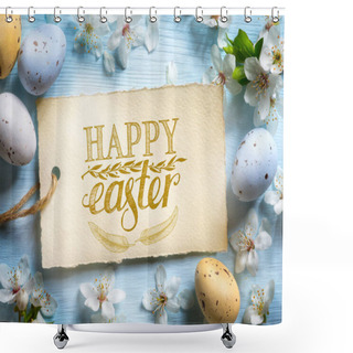 Personality  Happy Easter Background; Spring Flowers And Easter Eggs Shower Curtains