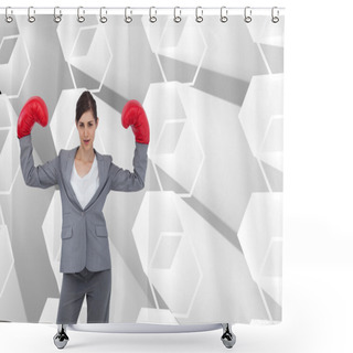 Personality  Businesswoman With Boxing Gloves Shower Curtains