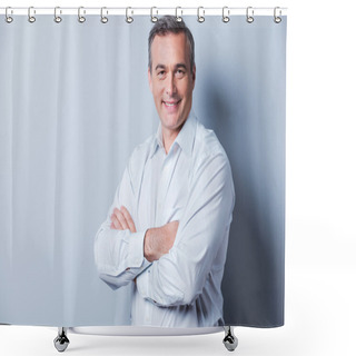 Personality  Confident Mature Man In Shirt Shower Curtains